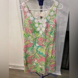 Lilly Pulitzer Shift Dress with Flower Appliqués